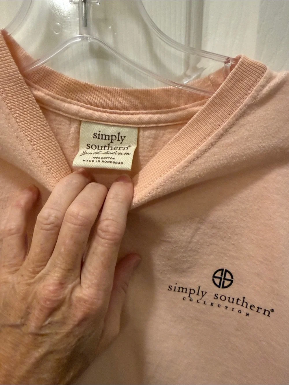 Simply Southern Navy Long-Sleeve Tee with Pink Logo